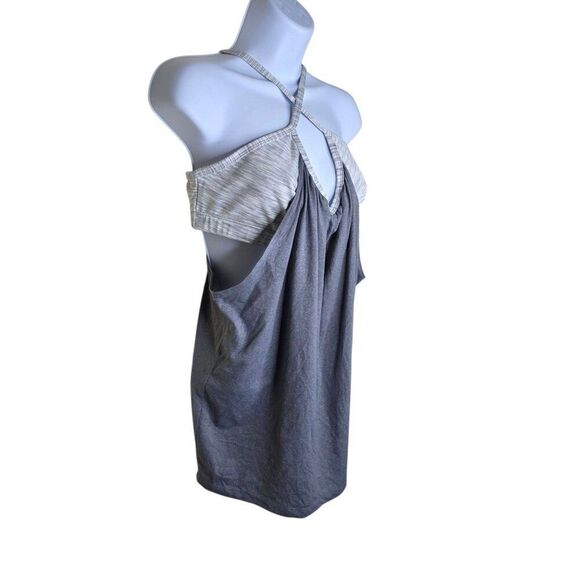 KOS USA Strappy Multilayered Athletic Yoga Tank Top Womens Size XL Gray - Picture 2 of 6